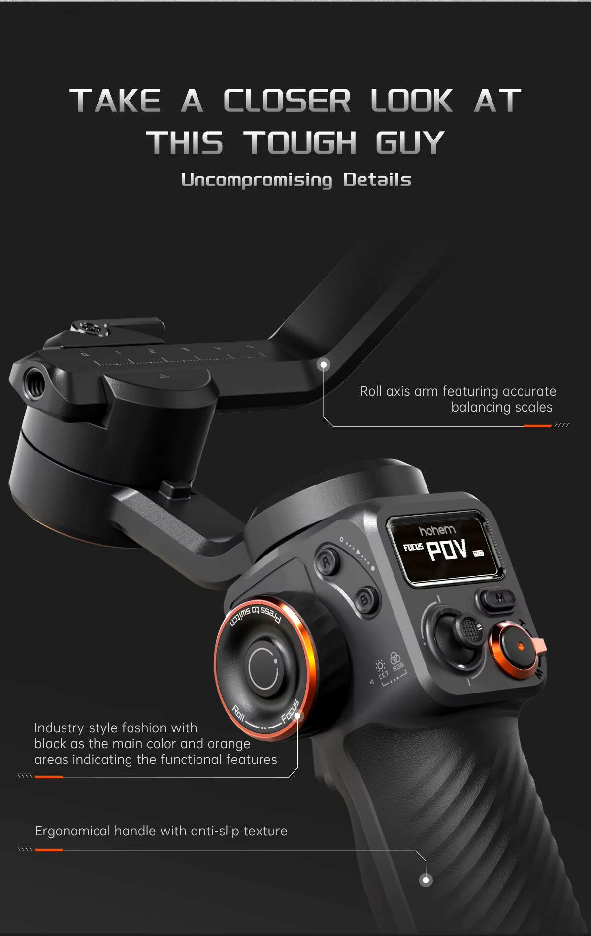Hohem Isteady M6 3-Axis Gimbal Stabilizer with Foldable Selfie Stick, App Control, and Magnetic Fill Light for Smartphones.