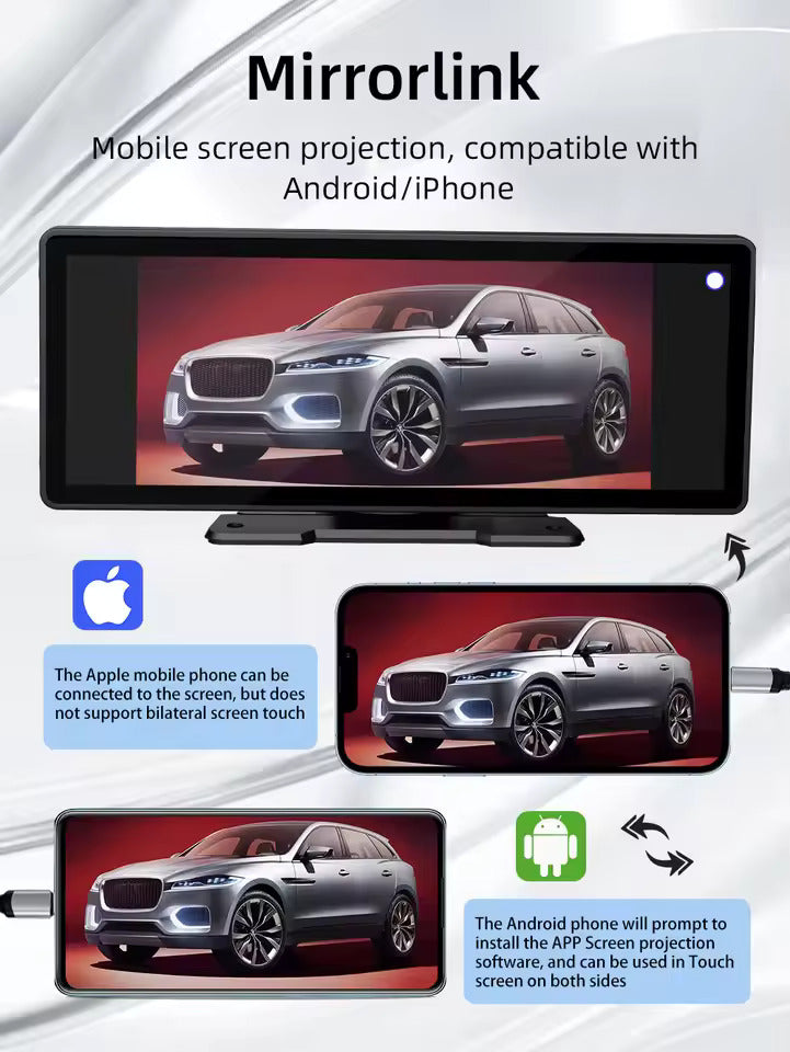 10.26-Inch Portable MP5 Multimedia Video Player with Android Auto, Wireless CarPlay, HD Rearview Camera, and Car Radio Functionality