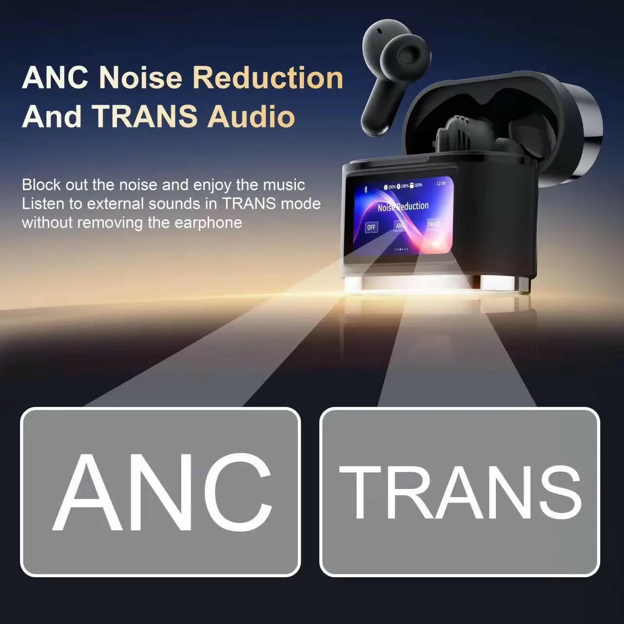 XIAOMI BD2 True Wireless Bluetooth Headphones with ANC Noise Cancellation and LCD Touch Screen Case, Waterproof Sports Headset.