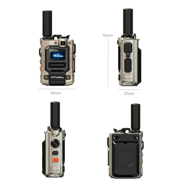Global Walkie Talkie Unlimited Range & Professional Intercom-Compact Audio with SIM Card Aluminum Clip Communication Durable Chargeable(2 Pack).