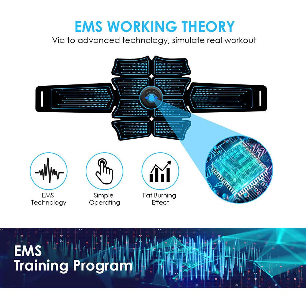 Advanced EMS Abdominal Muscle Stimulator - Electric Massager for Home Gym and Fitness Enhancement.