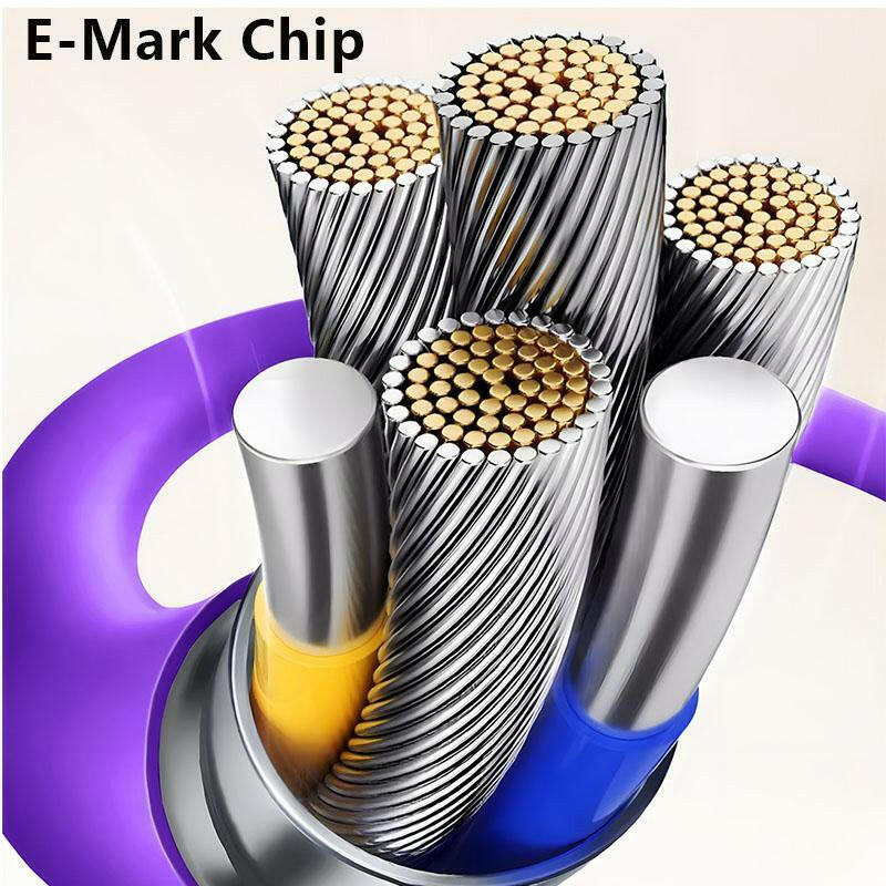 240W 4-in-1 USB-C Multi Charger Cable with Breathing Light, PD 5A Fast Charging and Data Sync for iPhone, Samsung, and Laptops.