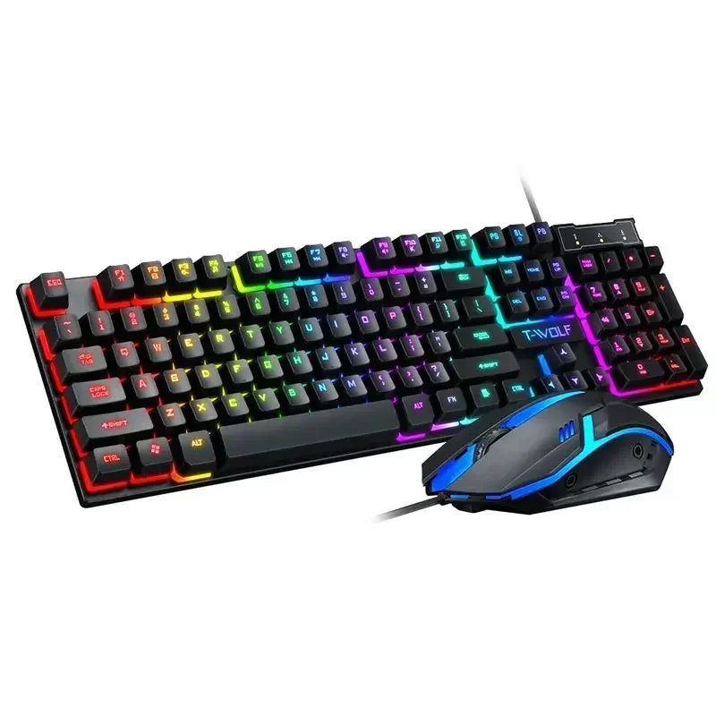 RGB Gaming Keyboard and Mouse Kit Backlit USB Wired Computer Keyboard and Mouse Combo 104 Keycaps for Pc Gamer Laptop.