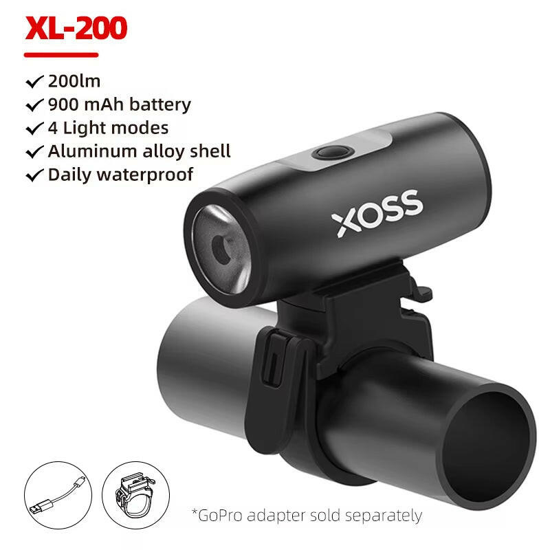 XOSS XL1200 Rechargeable Waterproof Bicycle Headlight - 200-1200 Lumen Aluminum Ultralight Front Lamp.