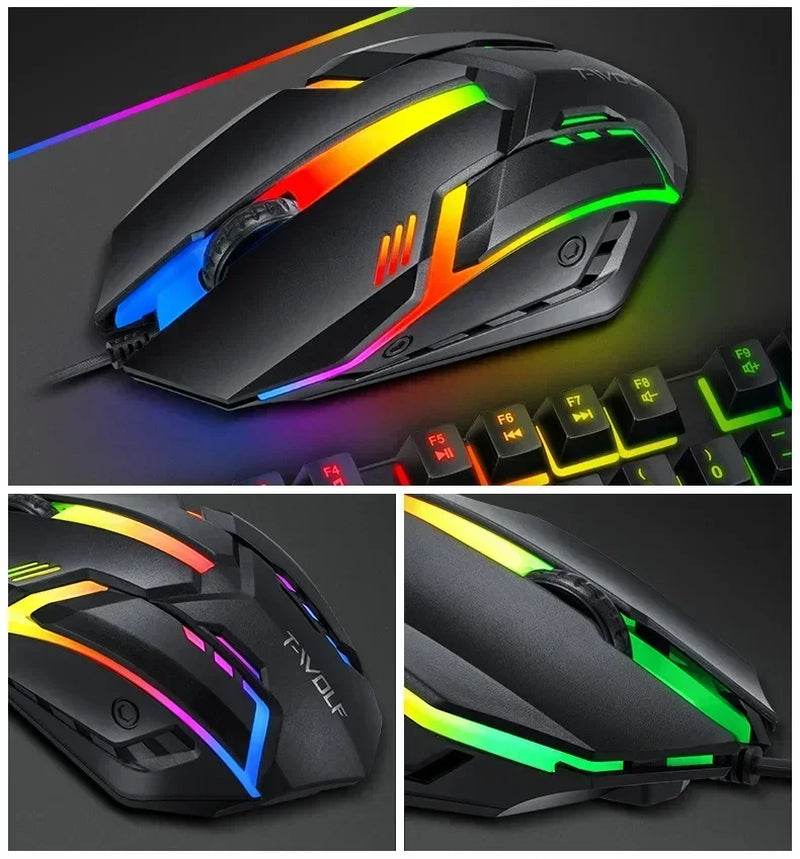 RGB Gaming Keyboard and Mouse Kit Backlit USB Wired Computer Keyboard and Mouse Combo 104 Keycaps for Pc Gamer Laptop.