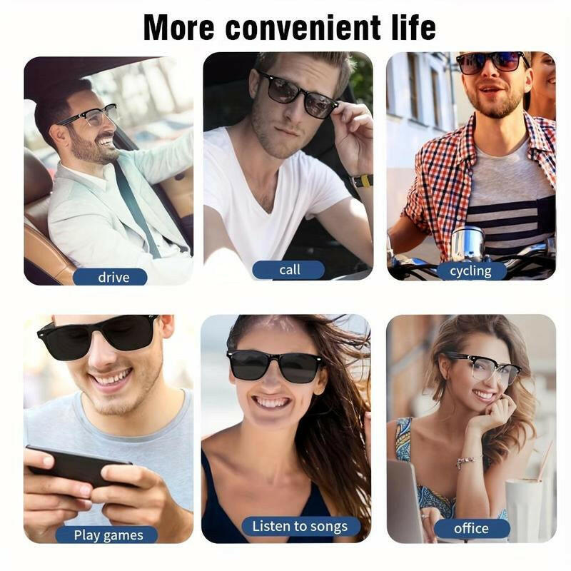 SENBONO Smart Glasses, Wireless Earphone Stereo Dual Speaker Touch Sunglasses, Outdoor Sport Calling Music Smart Bluetooth-Compatible Glasses with Accessories, Gifts for Boyfriend.