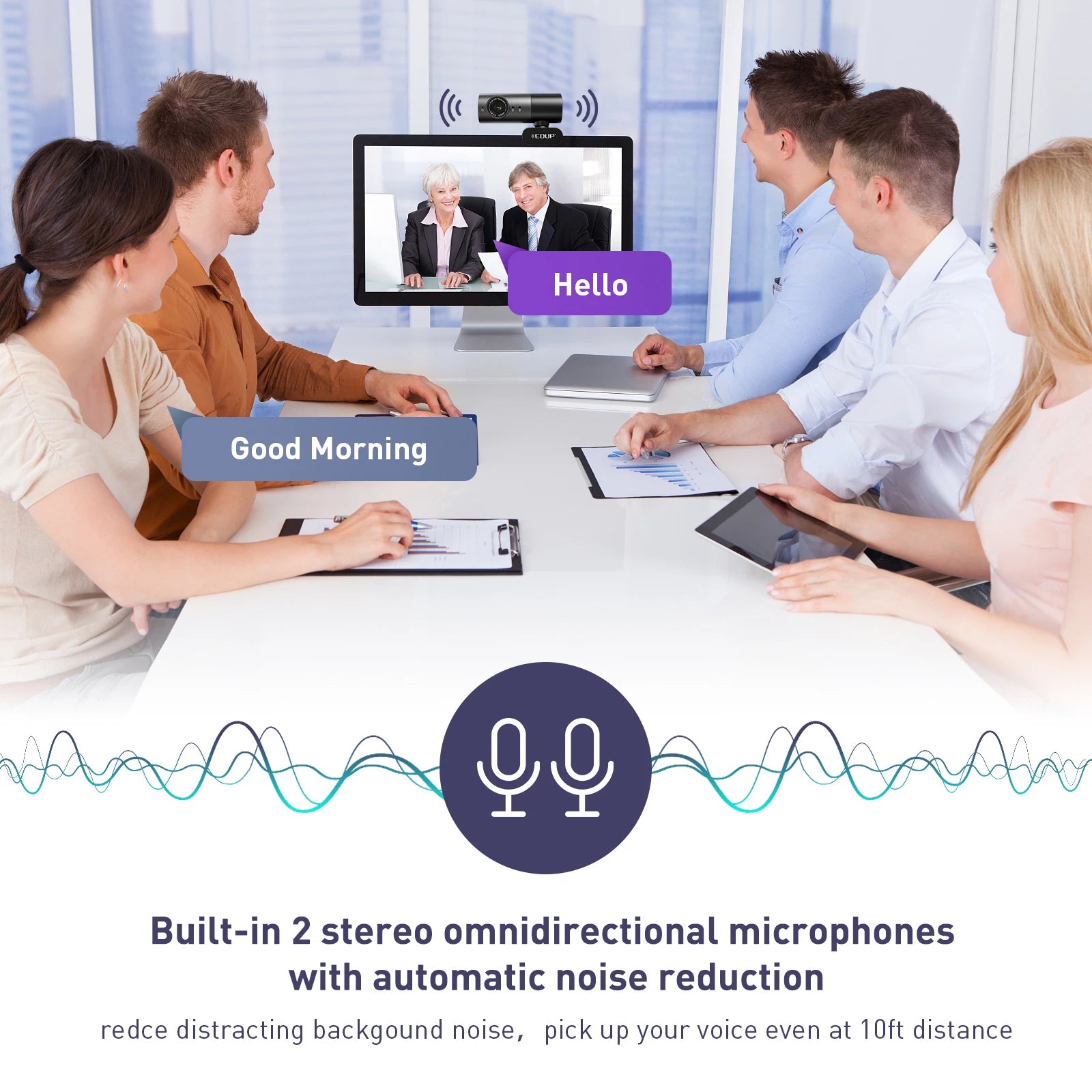 EDUP 1080P Full HD Humanoid Auto Tracking Webcam for PC.