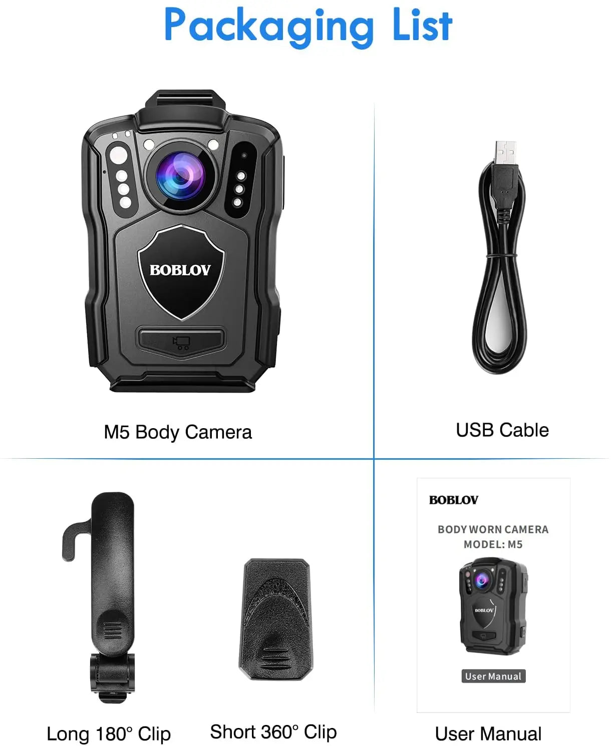 M5 Mini HD Body Camera with 4200mAh Battery, 15-Hour Recording Time, 1440P Resolution, 170° Wide Angle, and 128GB Storage Capacity.