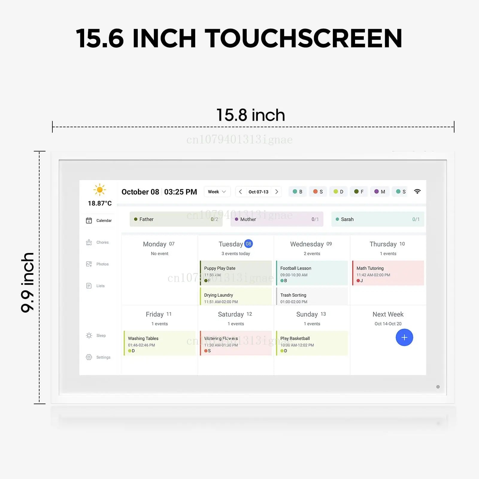 Customizable White Android Digital Calendar and Chore Chart with Touch Screen Display for Family Schedules and Weekly Planning