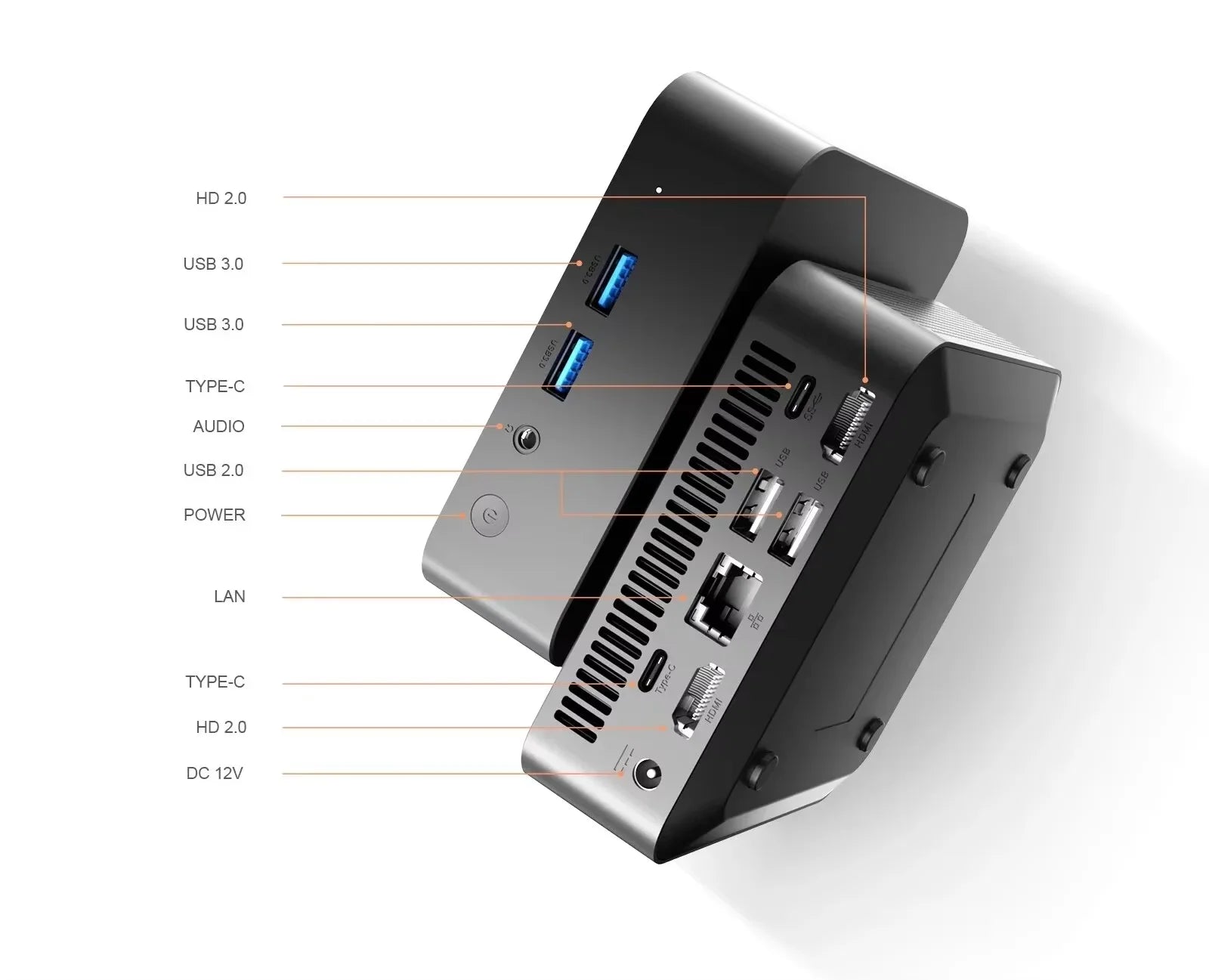 Windows 11 Mini PC with Intel Core i9-8950HK, 16GB RAM, 1/2TB SSD, Bluetooth 5.2, Wi-Fi 6, and 1000M Ethernet.