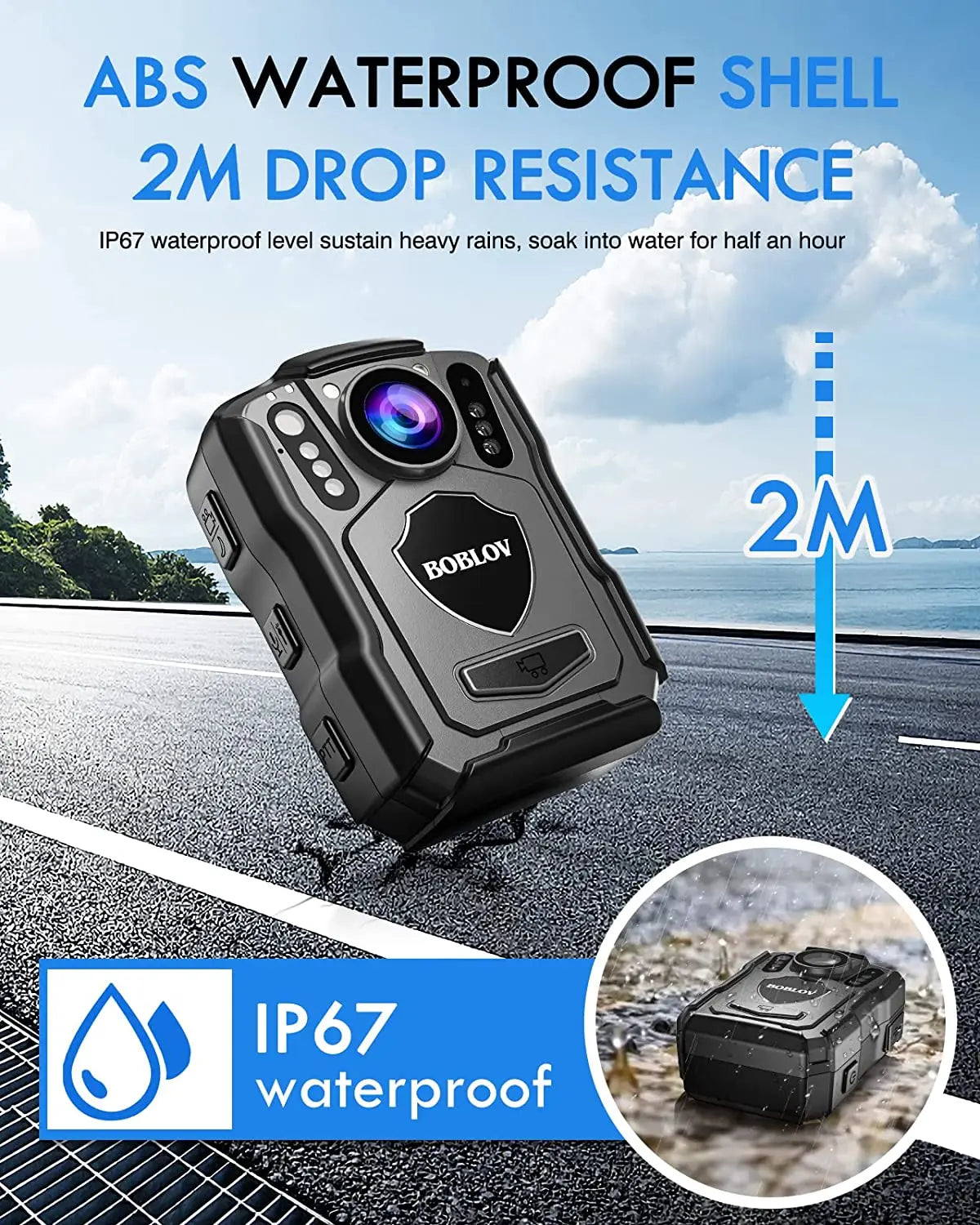 M5 Mini HD Body Camera with 4200mAh Battery, 15-Hour Recording Time, 1440P Resolution, 170° Wide Angle, and 128GB Storage Capacity.