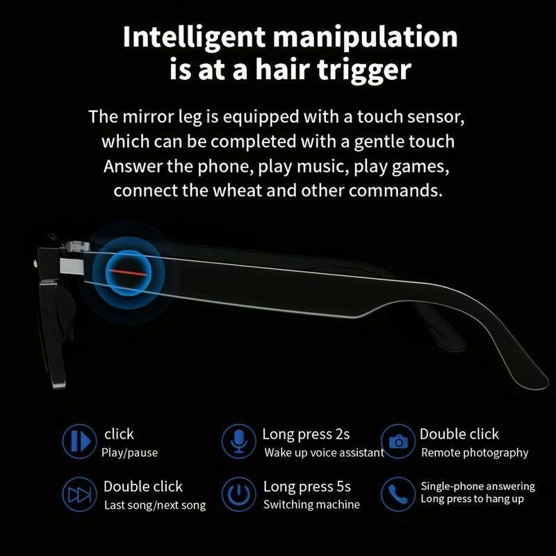 SENBONO Smart Glasses, Wireless Earphone Stereo Dual Speaker Touch Sunglasses, Outdoor Sport Calling Music Smart Bluetooth-Compatible Glasses with Accessories, Gifts for Boyfriend.