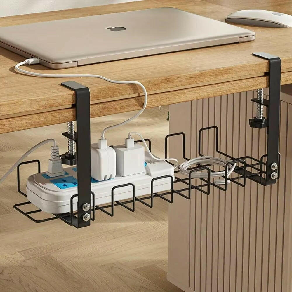 Metal Cable Management Tray for Under Desk Storage - Wire Organizer for Home Office and Kitchen Accessories.