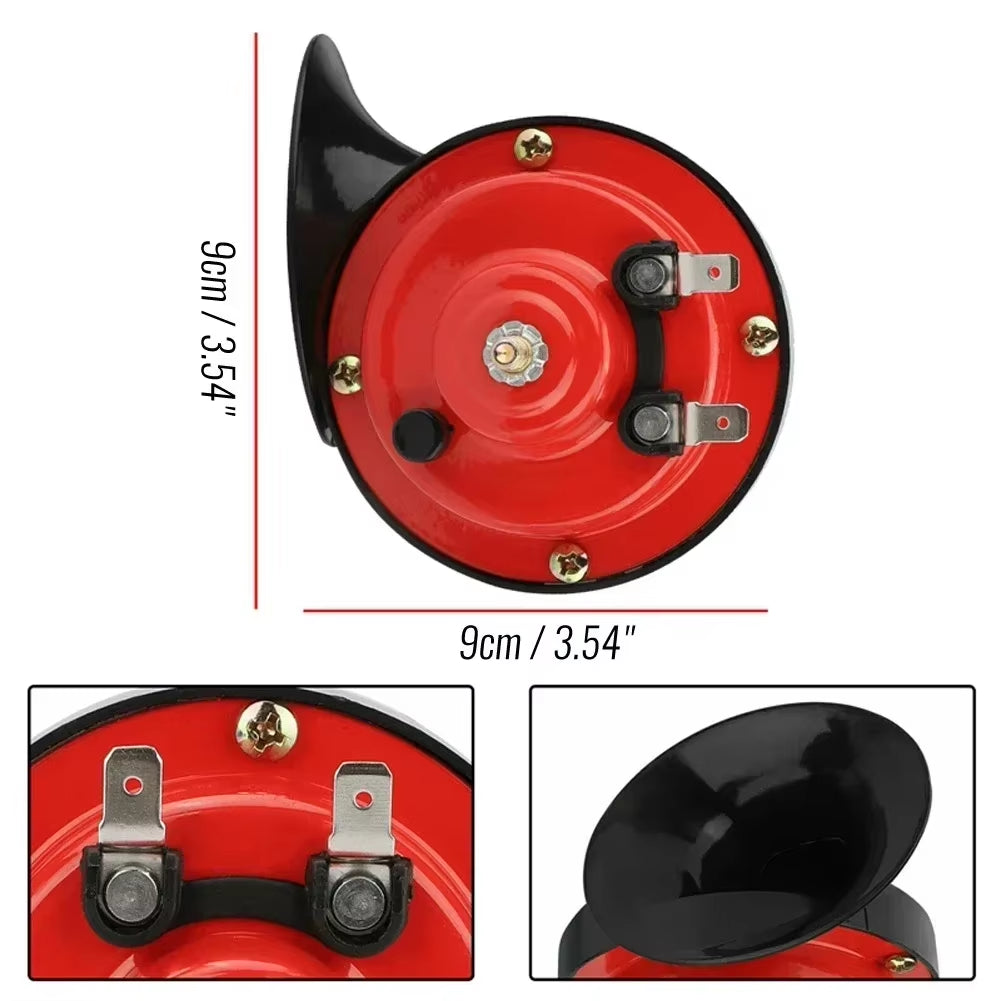Dual Tone Waterproof Electric Air Horn Kit for 12/24V Vehicles - Loud Alarm for Cars, Boats, and Motorcycles (2PCS)