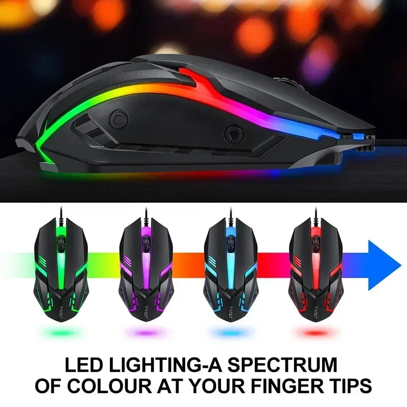RGB Gaming Keyboard and Mouse Kit Backlit USB Wired Computer Keyboard and Mouse Combo 104 Keycaps for Pc Gamer Laptop.