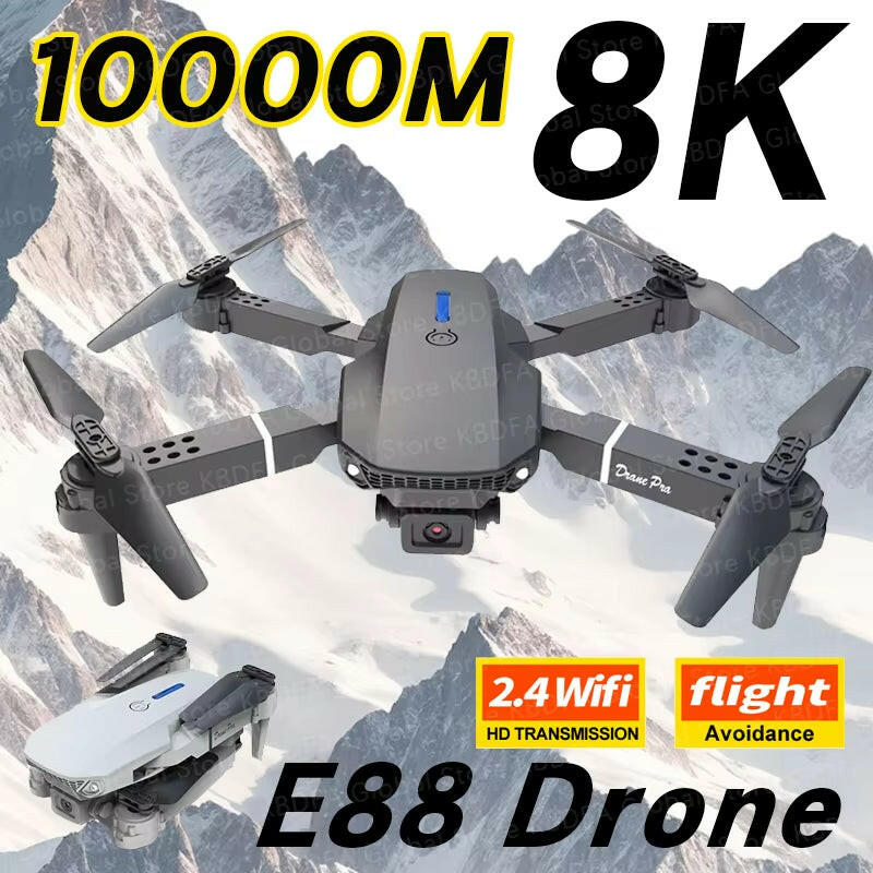 E88 Professional Wide Angle RC Drone with HD 4K Camera, Foldable Design.
