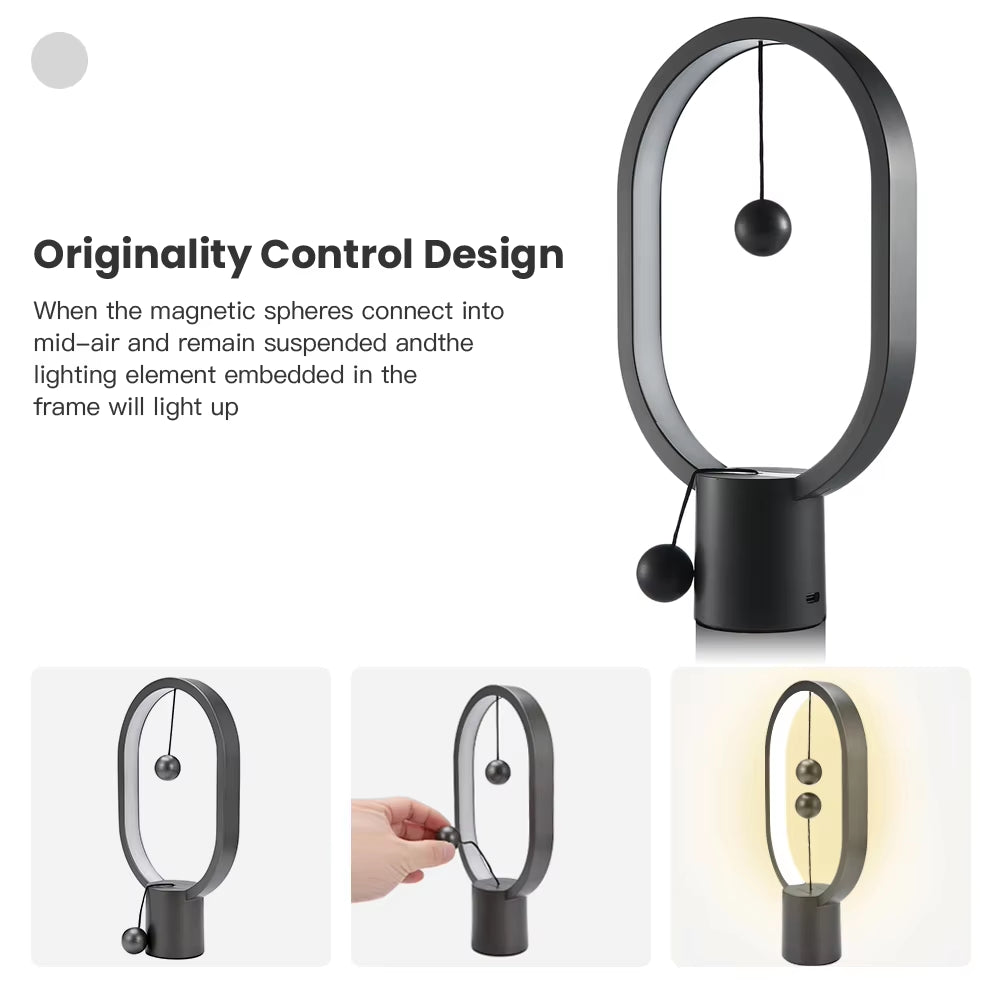 Creative LED Mini Balance Table Lamp - USB Night Light for Bedroom Decor.