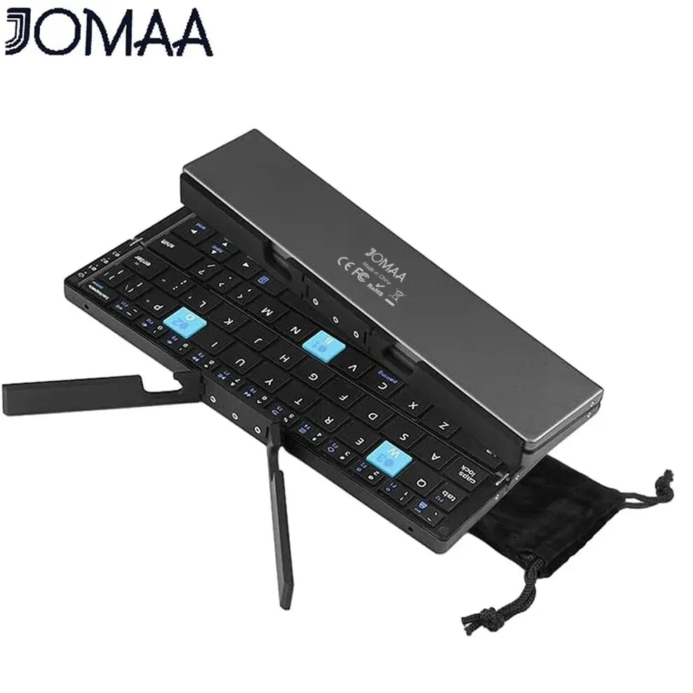 Foldable Bluetooth Keyboard with Magnetic Stand - Aluminum Alloy Mini Rechargeable Keyboard for Tablets and iPads