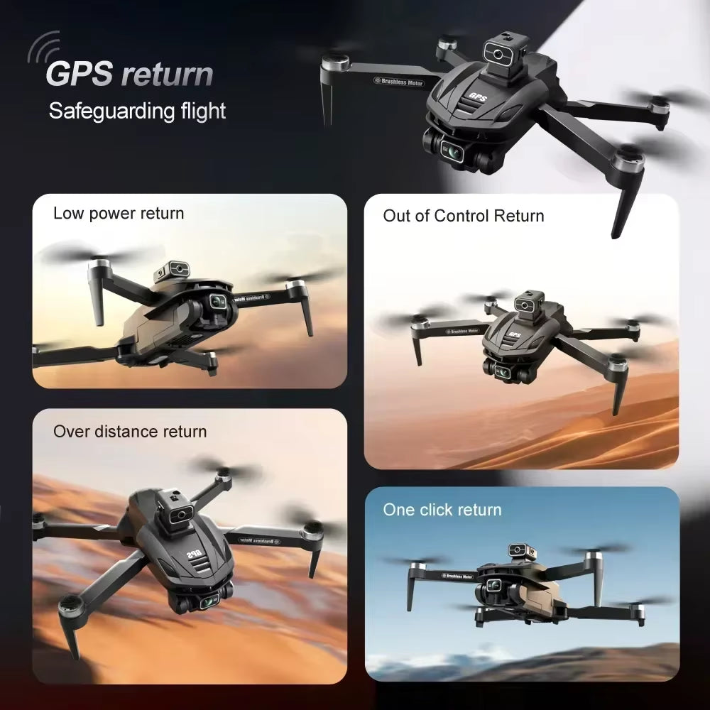 V168 Professional Drone with Triple Camera System, 8K Wide Angle, GPS Localization, and Four-Way Obstacle Avoidance Quadcopter