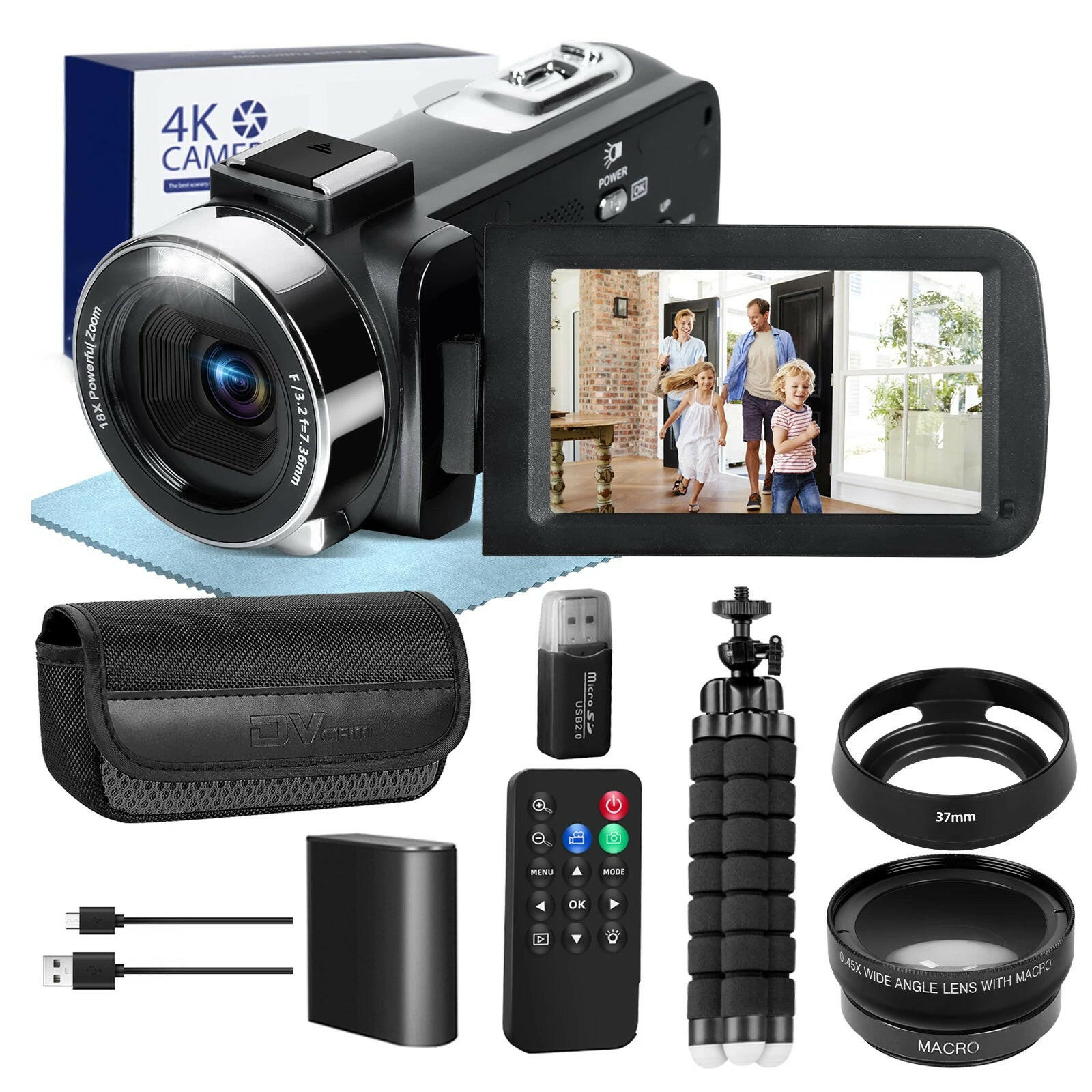 4K Video Camera 60Fps/48Mp UHD Video Recording Digital Camera Autofocus, 18X Digital Zoom Camera, 3 Inch Screen.