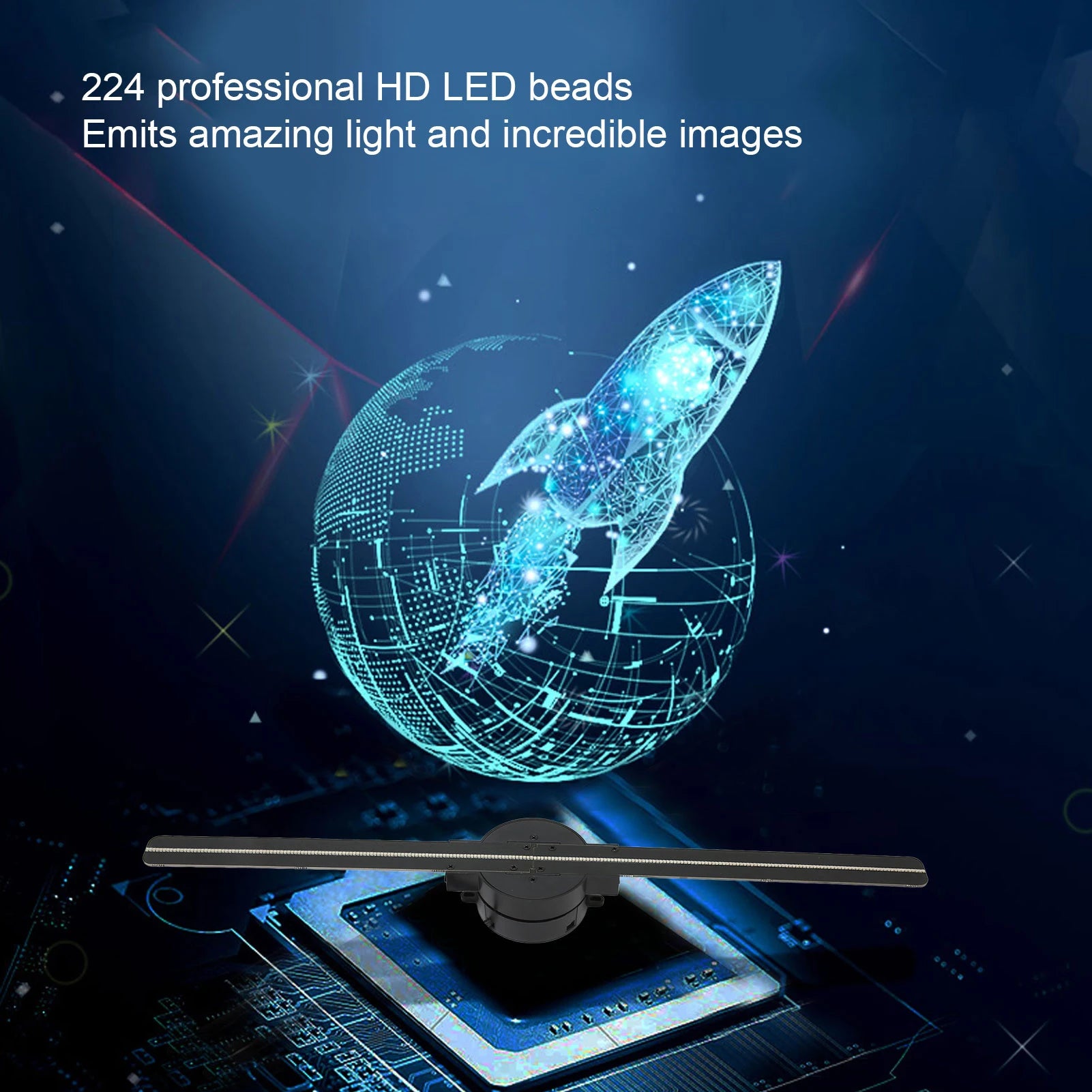16.5-Inch 3D Hologram Fan Projector - 2000x224 Resolution with WiFi Connectivity and 224 LED Beads for Stunning Business Advertising.