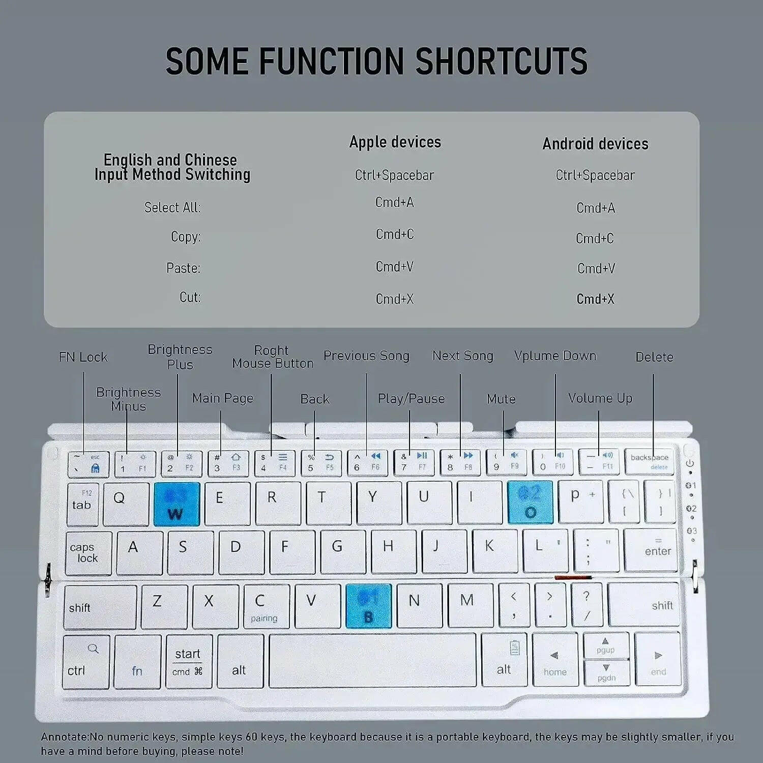 Foldable Bluetooth Keyboard with Magnetic Stand - Aluminum Alloy Mini Rechargeable Keyboard for Tablets and iPads.