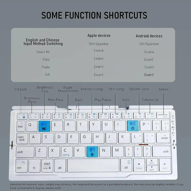 Foldable Bluetooth Keyboard with Magnetic Stand - Aluminum Alloy Mini Rechargeable Keyboard for Tablets and iPads.