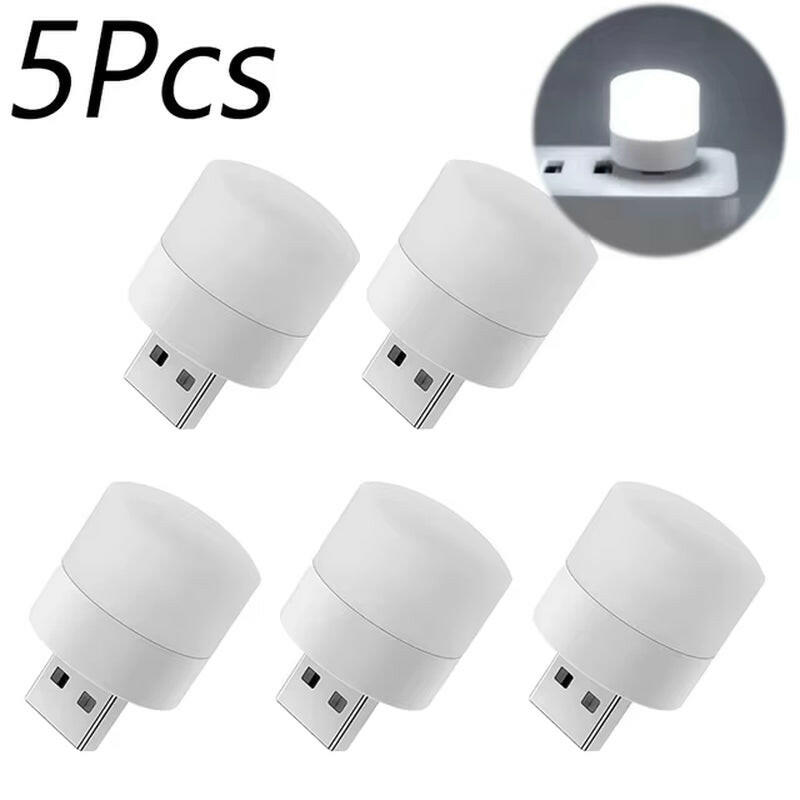 Mini USB Night Light - Warm White Eye Protection Reading Lamp for Books, Computers, and Mobile Power Charging.