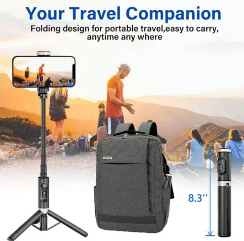 28" Portable Multifunctional Selfie Stick Tripod - Lightweight Aluminum Alloy Phone Stand with Wireless Remote Control for Video Recording and Photography, Compatible with iPhone and Android Devices, Supports Horizontal and Vertical Shooting