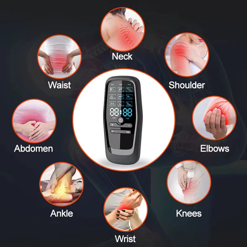 EMS Electric Professional Muscle Stimulator - USB Physiotherapy TENS Unit with 6 Pulse Modes for Full Body Massage