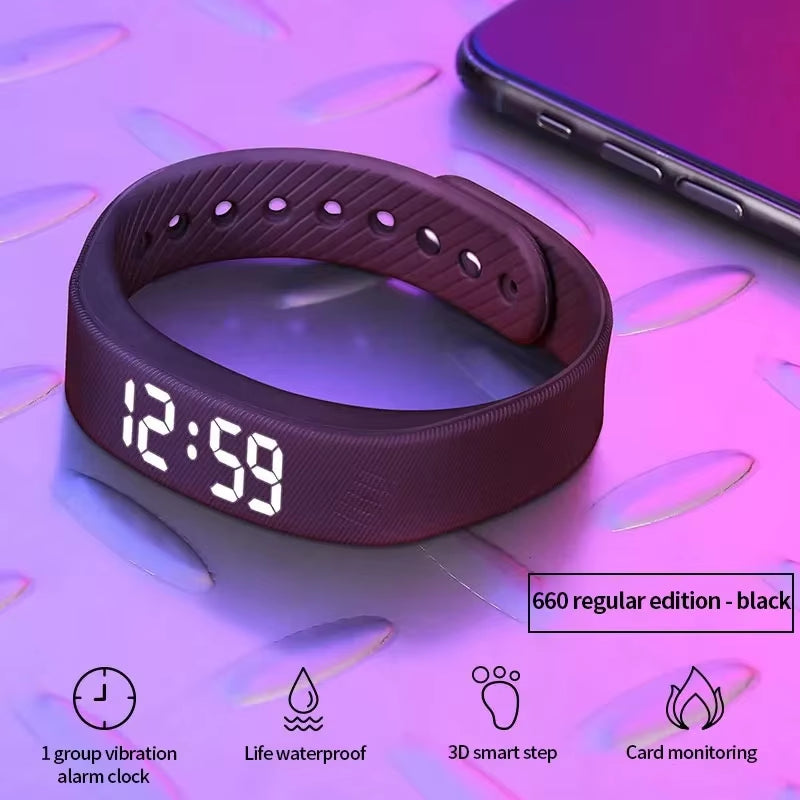 W5Sv Smart Bracelet with Vibration Alarm, Sleep Monitoring, 24-Hour Pedometer, and Rechargeable Functionality