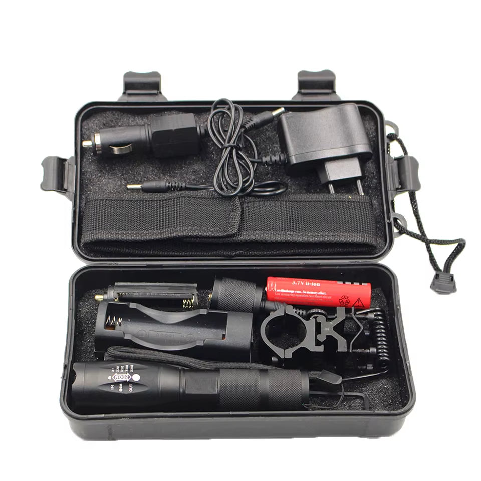 Litwod XML T6 LED Rechargeable Flashlight - 5000 LM, 5 Modes, Zoom Function, 18650 Battery, Ideal for Outdoor Camping and Emergency Use