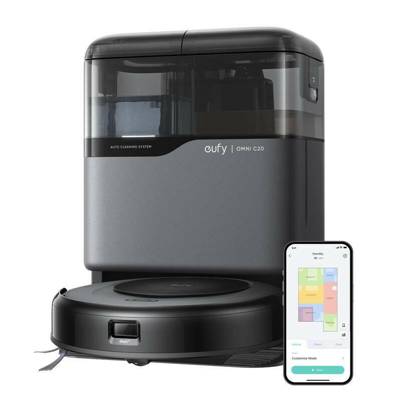 Eufy Robot Vacuum Omni C20 with All-In-One Station, Auto Emptying, Mop Washing and Drying for Hands-Free Cleaning, 3.35-Inch Ultra-Slim Body, 7,000 Pa Powerful Suction, Robot Vacuum and Mop Combo.