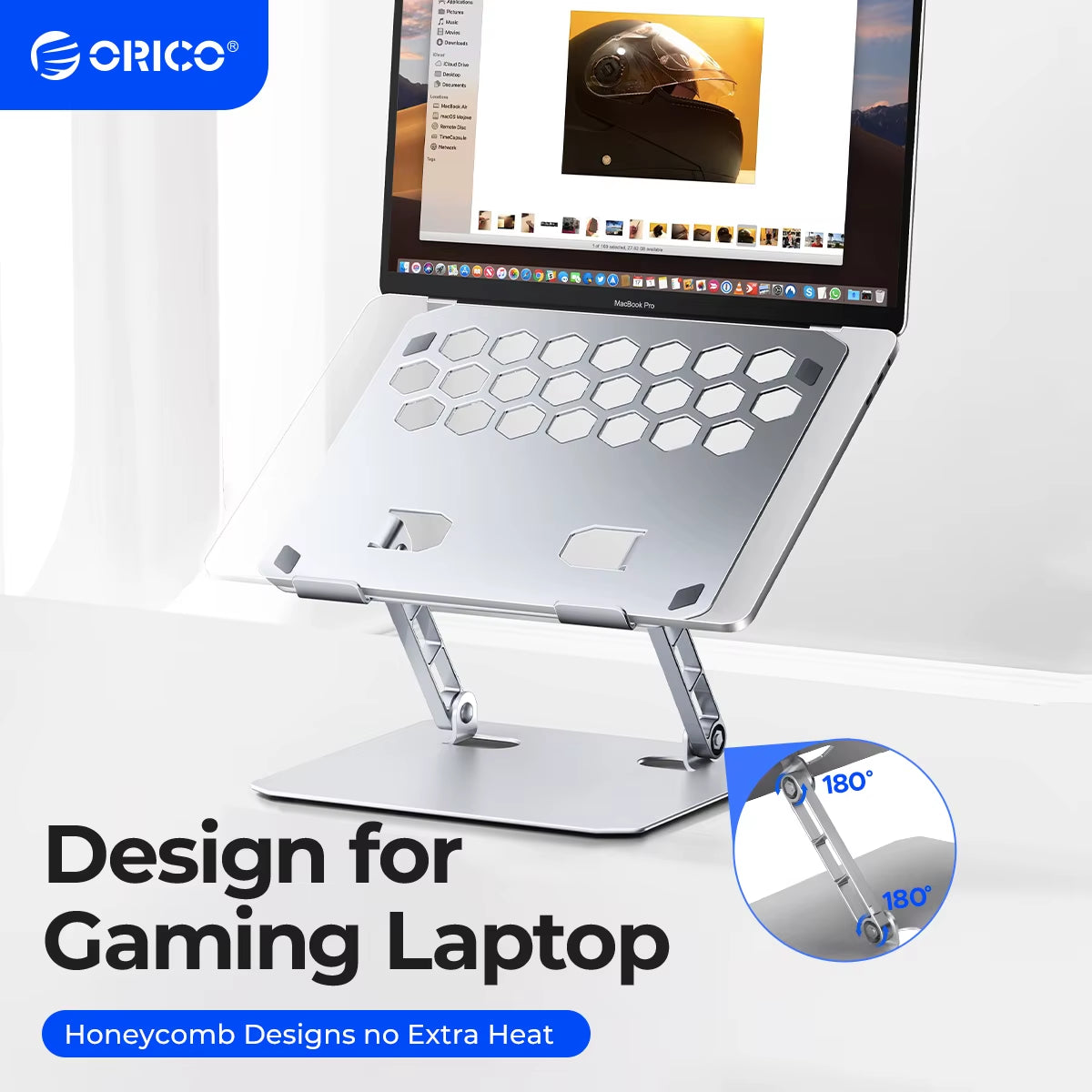 Laptop Stand Zinc Alloy for Gaming Laptop with Dual Support Arms Portable Folding with Honeycomb Design for ASUS HP Acer.