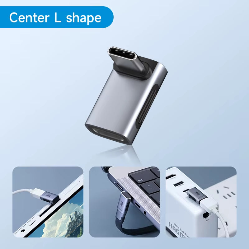 Hagibis 240W USB-C to USB-C Adapter, 40Gbps 8K 60Hz 90-Degree Converter, USB4 Compatible with Thunderbolt 4/3, MacBook, iPhone 16 Pro, and Tablets.