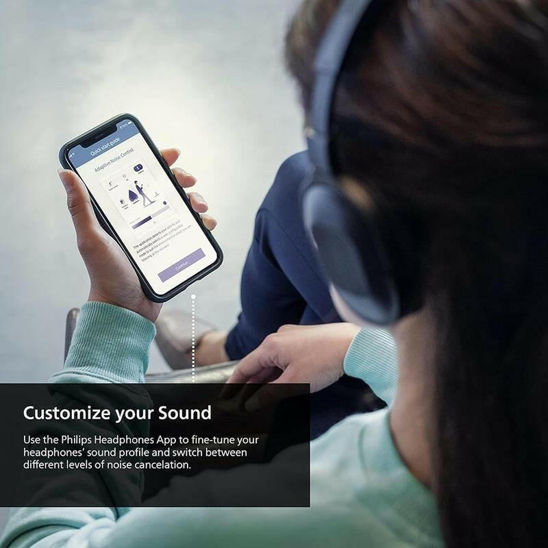 Philips H6506 Wireless Bluetooth Active Noise Cancelling Headphones - Lightweight Over-Ear Design with Multipoint Connectivity and 30 Hours Playtime, Enhanced Deep Bass for Home and Office Use.