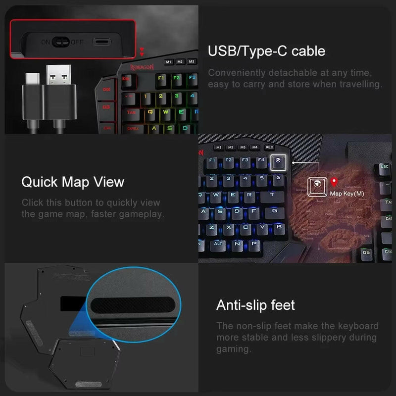 DITI ELITE K585 RGB Wireless One-Handed Mechanical Gaming Keyboard with Blue Switches and 7 Programmable Macro Keys.