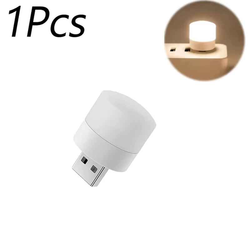 Mini USB Night Light - Warm White Eye Protection Reading Lamp for Books, Computers, and Mobile Power Charging