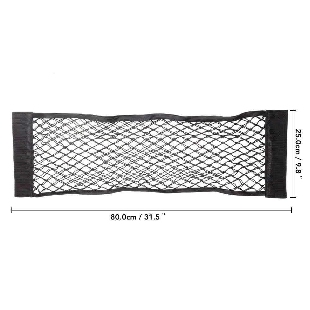 Car Back Seat Mesh Storage Organizer with Elastic String Net and Magic Sticker - Universal Trunk Pocket Cage.