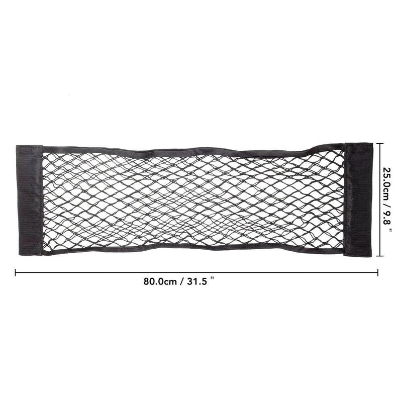 Car Back Seat Mesh Storage Organizer with Elastic String Net and Magic Sticker - Universal Trunk Pocket Cage.