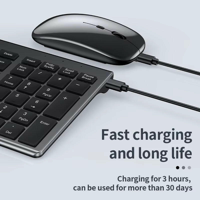 Slim Rechargeable Bluetooth Keyboard and Mouse Set for Laptop Computer 2.4G USB Wireless Keyboard and Mouse Combo.