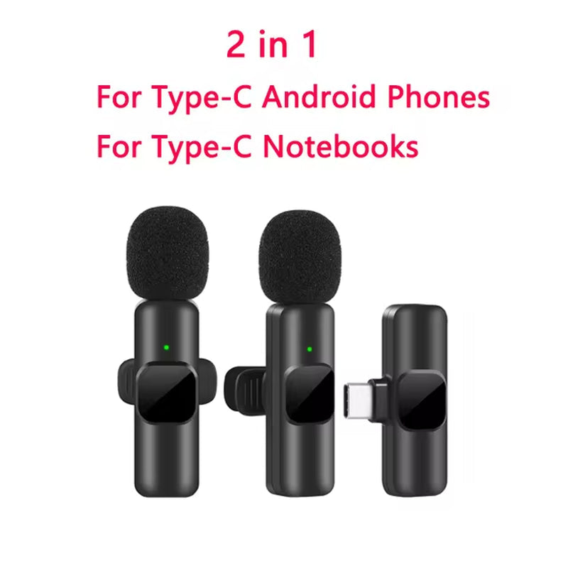 Wireless Lavalier Microphone - Portable Mini Mic for Audio and Video Recording, Compatible with iPhone and Android for Live Broadcast and Gaming