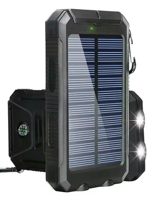 New 20000Mah Solar Power Bank Outdoor Waterproof Solar Power Charging Bank 2Usb Led Battery Charger for Cell Phone with Buckle.