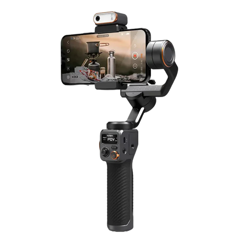 Hohem Isteady M6 3-Axis Gimbal Stabilizer with Foldable Selfie Stick, App Control, and Magnetic Fill Light for Smartphones