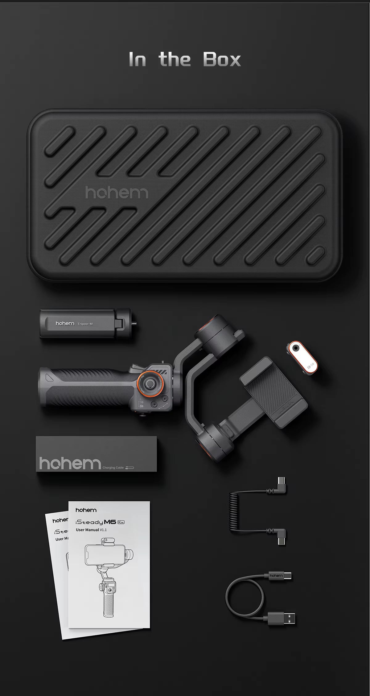 Hohem Isteady M6 3-Axis Gimbal Stabilizer with Foldable Selfie Stick, App Control, and Magnetic Fill Light for Smartphones