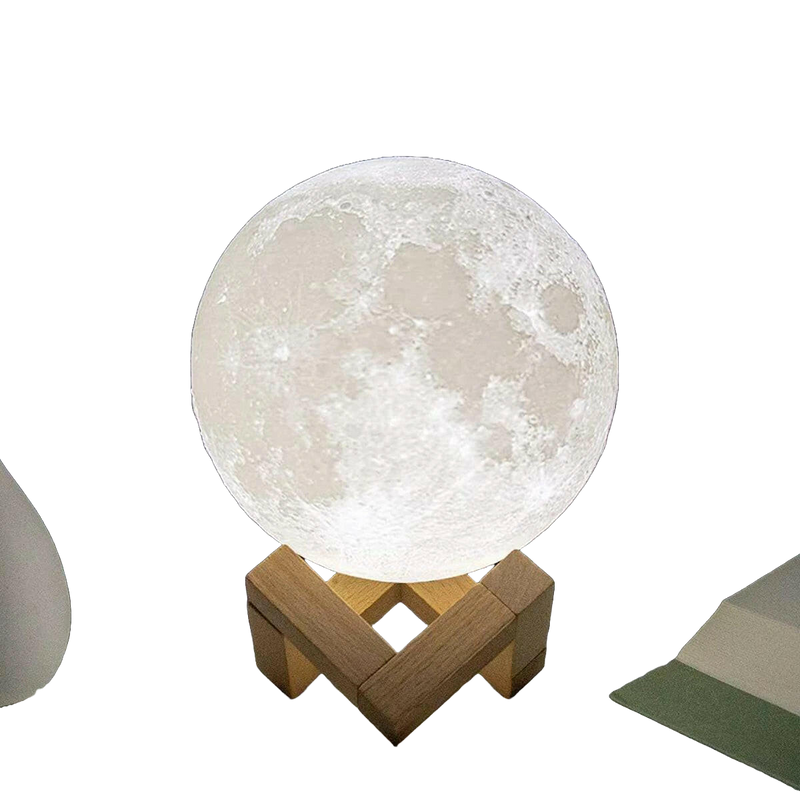 D5 8cm LED Moon Lamp with Stand - Battery Operated Starry Night Light for Bedroom Decor, Ideal Gift for Kids and Christmas
