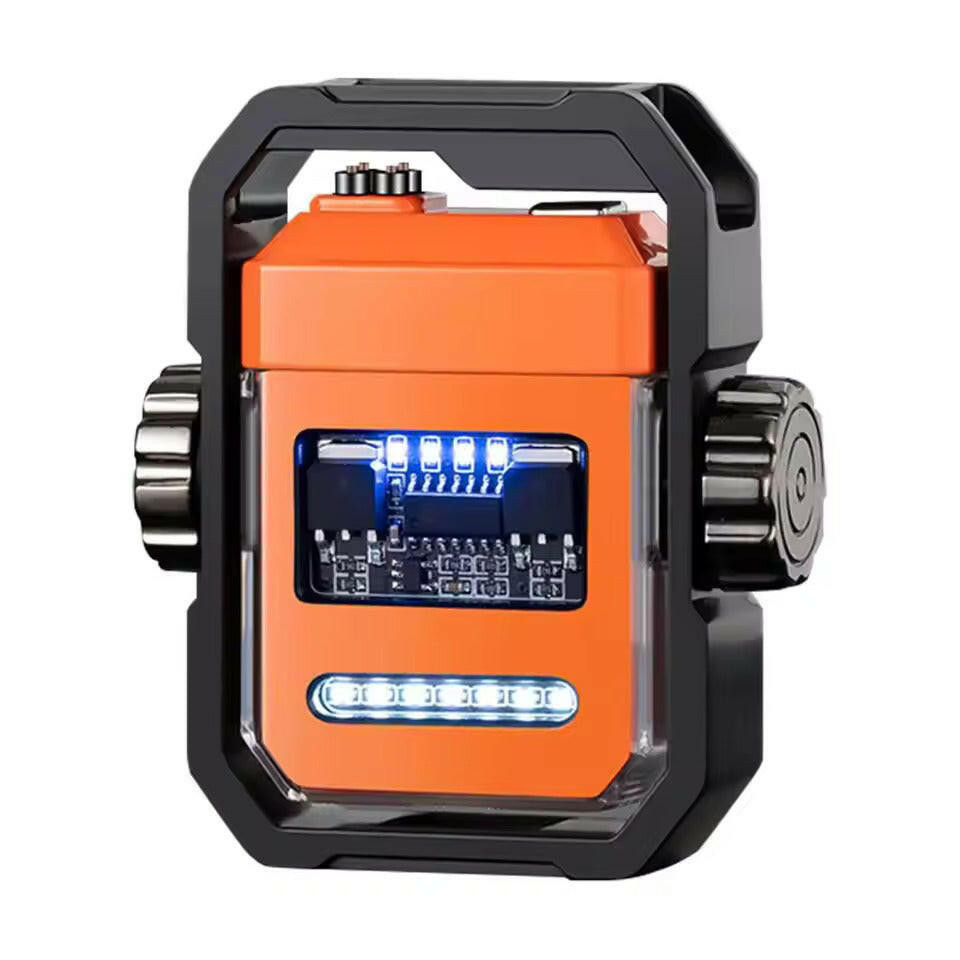 Dual Arc Plasma Waterproof Lighter Watch Transparent Rechargeable USB Flashlight Windproof Lighter.