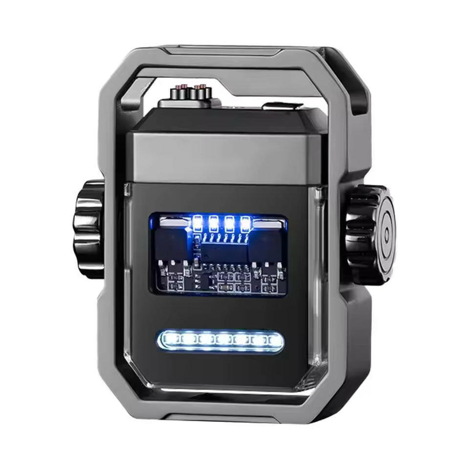 Dual Arc Plasma Waterproof Lighter Watch Transparent Rechargeable USB Flashlight Windproof Lighter.