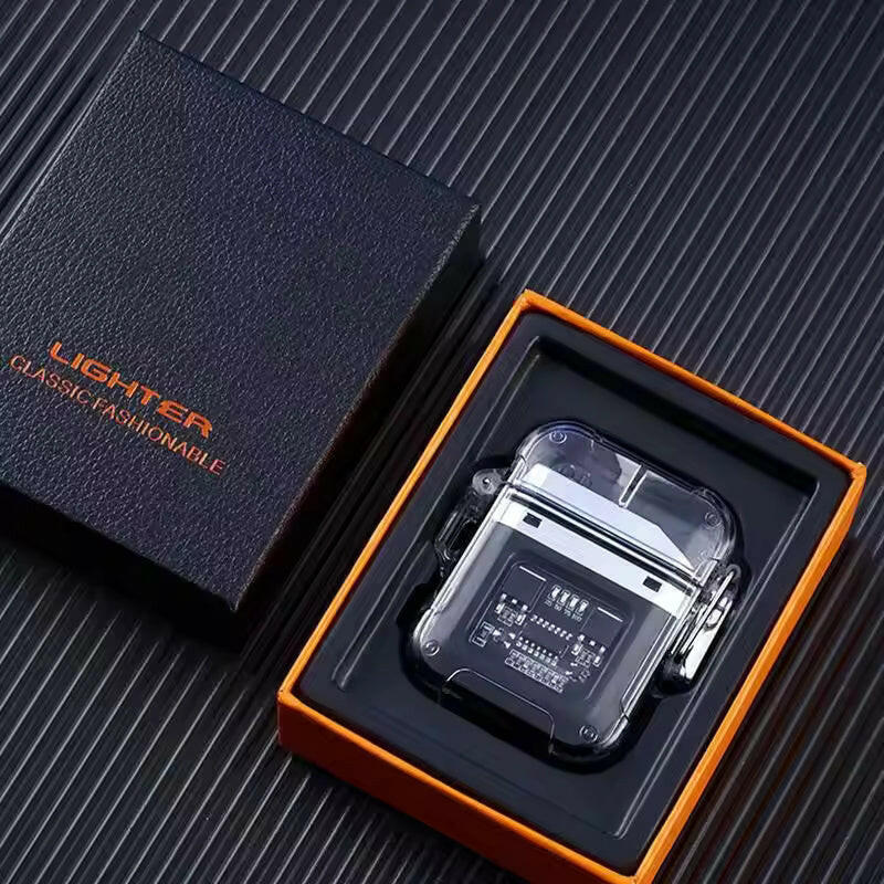 Dual Arc Plasma Waterproof Lighter Watch Transparent Rechargeable USB Flashlight Windproof Lighter.