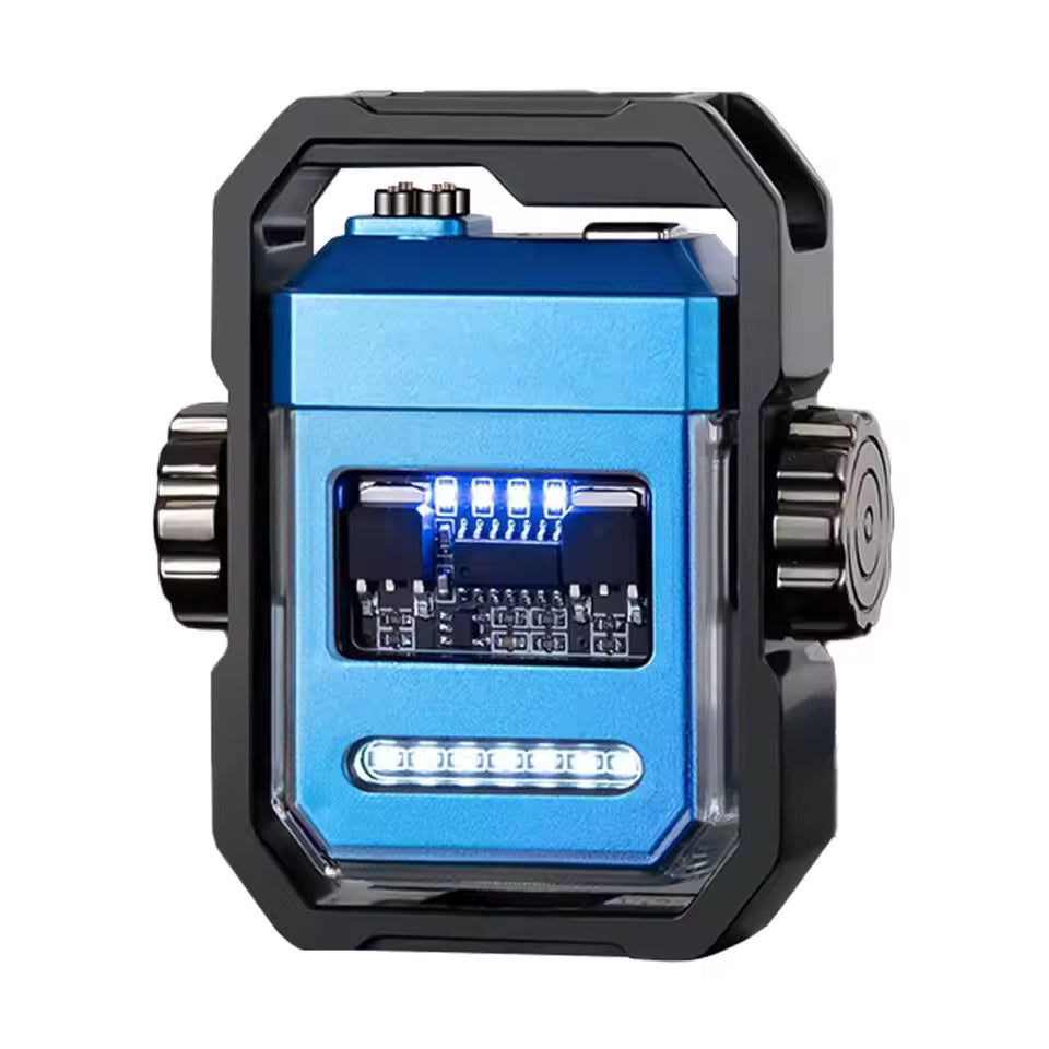 Dual Arc Plasma Waterproof Lighter Watch Transparent Rechargeable USB Flashlight Windproof Lighter 